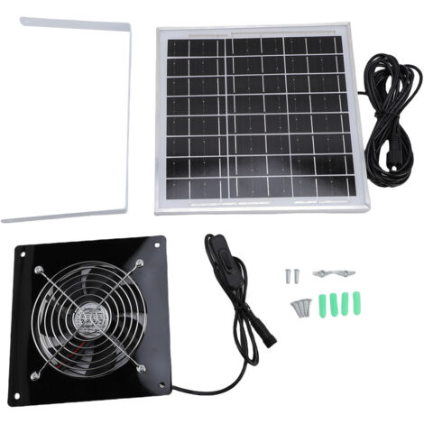 Ventilateur d'extraction à énergie solaire, panneau 8W et Ventilation à grande vitesse pour serre, poulailler, hangar, maison pour animaux de compagnie