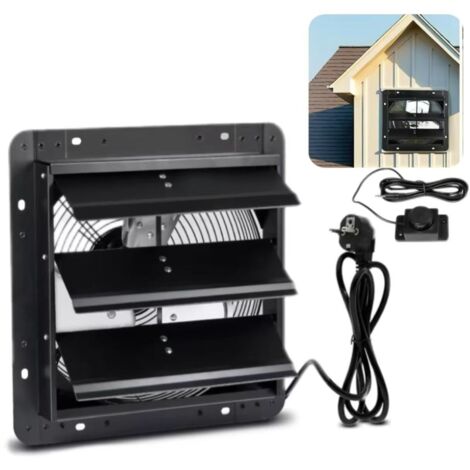Ventilateur d'extraction à persiennes de 12 pouces avec moteur EC, adapté à la ventilation des combles, des serres et des garages ventilateur mural.