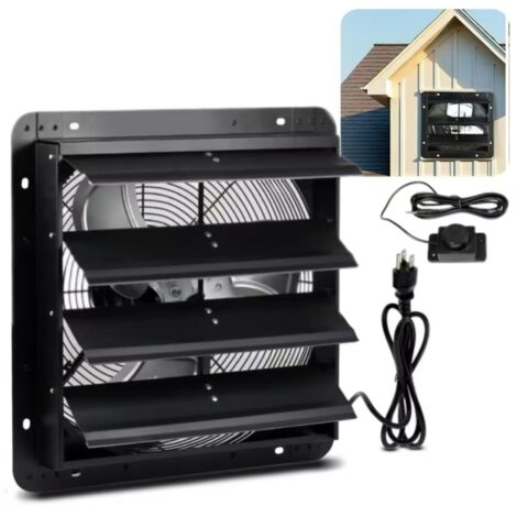 Ventilateur d'extraction à persiennes de 16 pouces, mural,avec contrôle intelligent de l'humidité, adapté à la ventilation des serres et des garages.