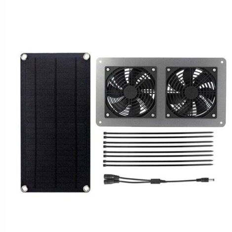 Ventilateur d'extraction d'air à panneau solaire 10 W 12 V pour bureau, extérieur, poulailler, serre, étanche