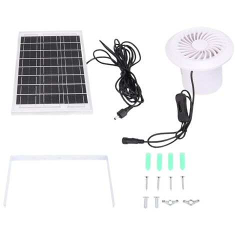 Ventilateur d'extraction solaire 6W, panneau solaire monocristallin en silicium, kit de ventilateur rond pour abri pour animaux, poulailler ou serre