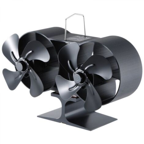 Ventilateur double tête pour poêle à bois, écologique, à alimentation automatique par la chaleur, en alliage d'aluminium, transfert d'air chaud horizontal, vitesse réglable