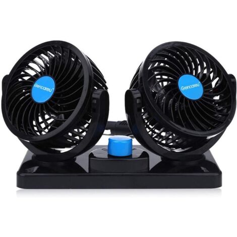 Ventilateur électrique 12 V pour voiture et camion, rotation à 360 degrés, 2 vitesses réglables, double ventilateur de voiture avec allume-cigare.