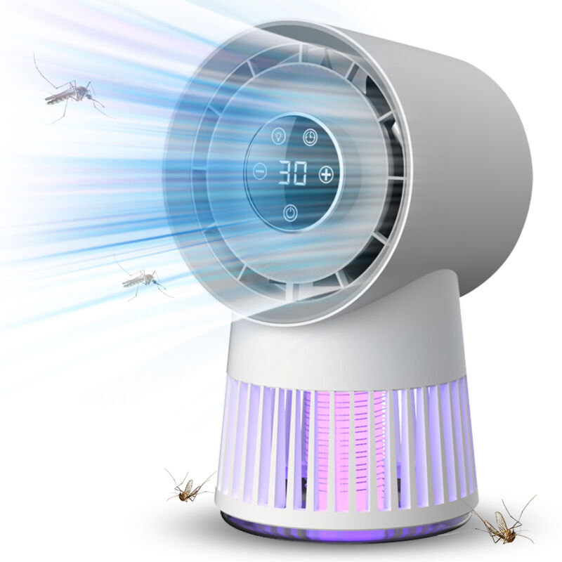 Lifcausal - Ventilateur électrique anti-insectes sans pales, minuterie de 8 heures, 20 vitesses, 2000 v, anti-moustiques, 2 en 1, portable et