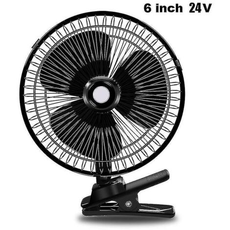 Ventilateur électrique d'été 12/24 V pour voiture, camionnette et maison, 2 vitesses, avec pince, noir, 15 cm (6 pouces) - 12 V - 15 cm (6 pouces) - 24 V