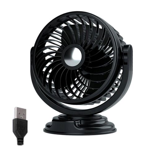 Ventilateur électrique miniature universel USB 5V 12V 24V pour voiture, rotation à 360 degrés avec interrupteur - 5V -