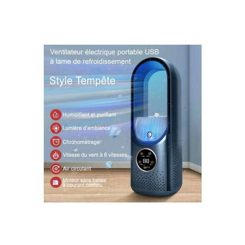 ME - Ventilateur électrique portable usb à la de refroidisse nt d'air, minuterie silencieuse à 6 vitesses climatisation humidificateur