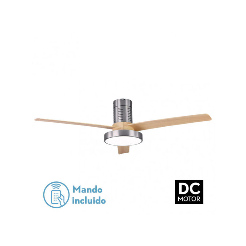 Fabrilamp - Ventilateur dc pax 40w 3200lm nickel 3 pales beech 32x139d 3000-4000-6000k w/remote , memory & timer
