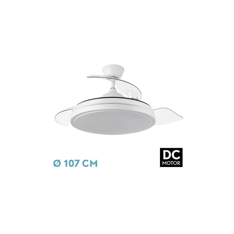 Fabrilamp - abrila todolampara Ventilateur de plafond withlight led dc motor escorpion White Pales rétractables 107D