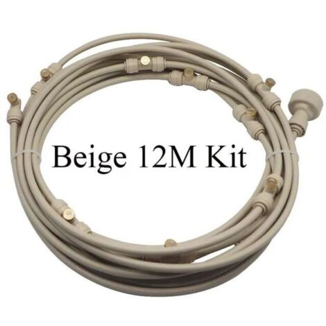 Ventilateur et brumisateur extérieurSystème de refroidissement par brumisation extérieur arroseur d'eau pré-assemblé pour patio, jardin, serre, plantes, kit d'arrosage 6-18 mètres, kit beige 12 m