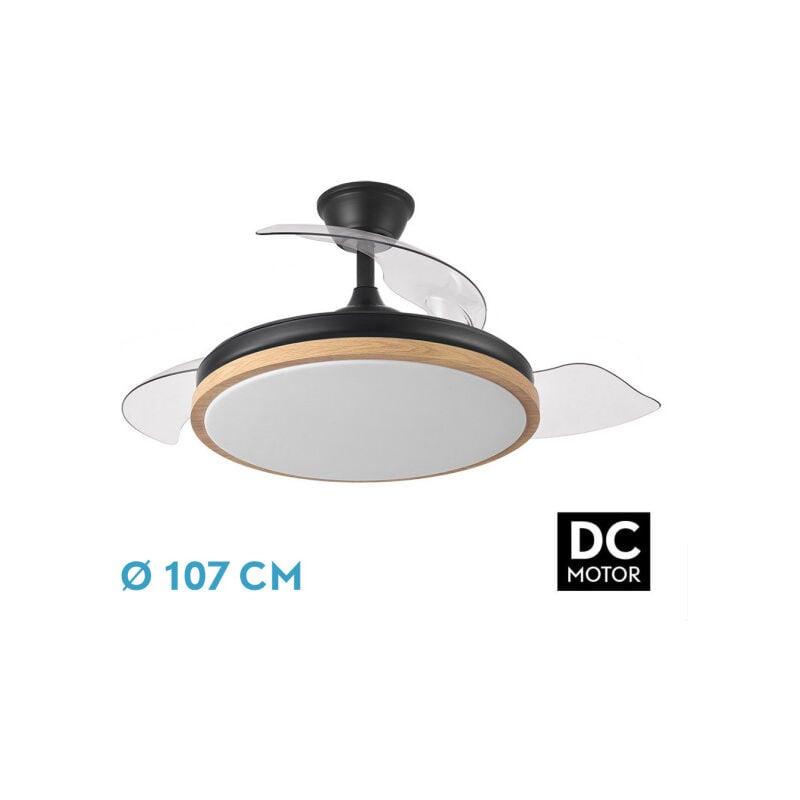 Ventilateur dc evros 72w 6120lm black/haya 107d 3asp.fold out 3000-4000-6000k remote+temp+memory