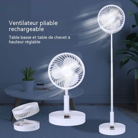 ventilateur extensible et pliable usb rechargeable portable avec telecommande couleur blanc pour dortoir exterieur et activites de plein air