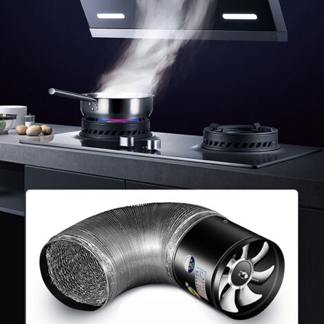 Ventilateur extracteur métallique 6 pouces, moteur cuivre haute performance pour hotte, salle de bain, cave, 150 mm noir.