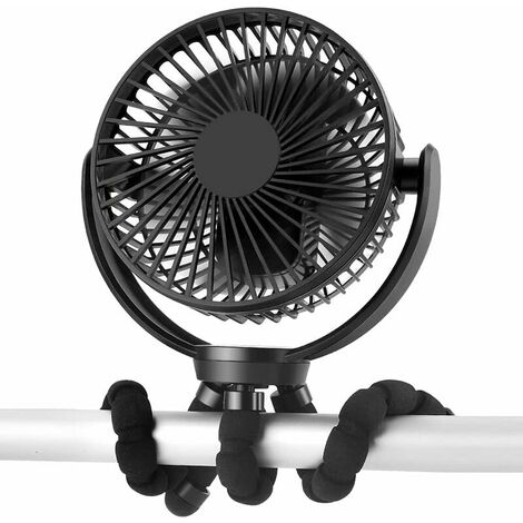Ventilateur Flexible sur Trépied avec Batterie 5200 mAh, 20 Heures de Travail, 3 Vitesses, Ventilateur Personnel Portable USB, Idéal pour le Bureau, l'extérieur, le siège de Voiture, le Vélo
