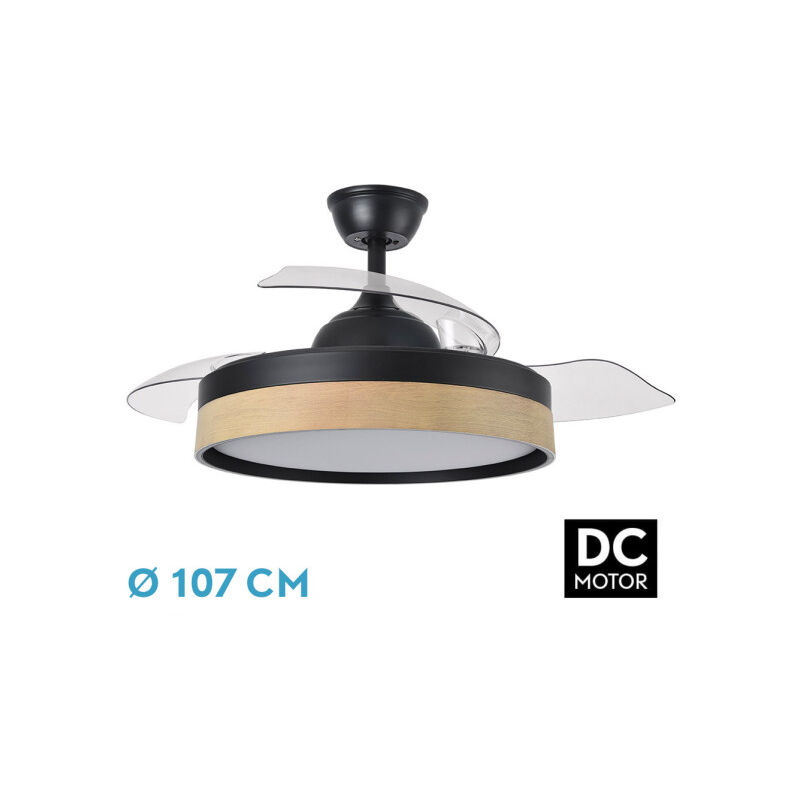 Fabrilamp - Ventilateur dc iglu 59w 6980lm black/haya 3asp.fold-out 32/47x50/107d.3col,remote,dimmer,timer, memory