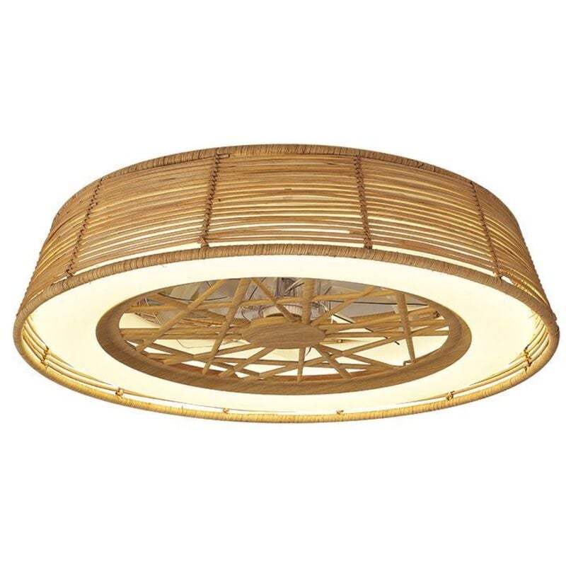 Akunadecor - Plafonnier design, Plafonnier Ventilateur indonesia led 70W Bois en Plastique, mantra