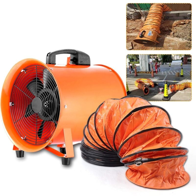 Senderpick - Ventilateur industriel portable - Ventilateur axial - Diamètre : 250 mm - Avec tuyau en pvc de 10 m - 3900 m³/h