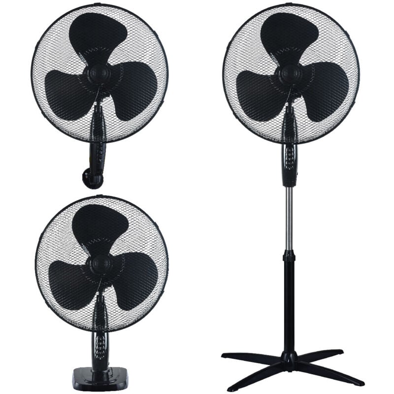 GSC - Ventilateur Kureli 3-en-1 (bureau, mur et sol) Ø43cm 45W Noir