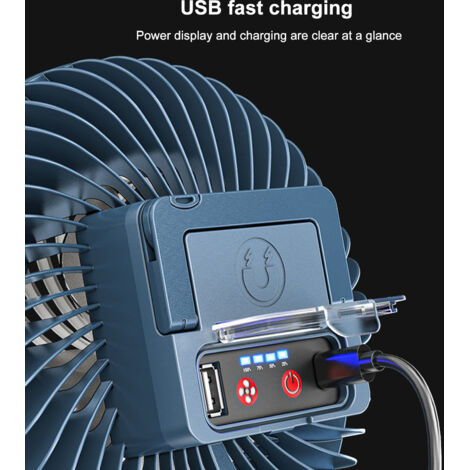 Ventilateur Lampe de Camping Rechargeable USB avec Crochet Étanche LED