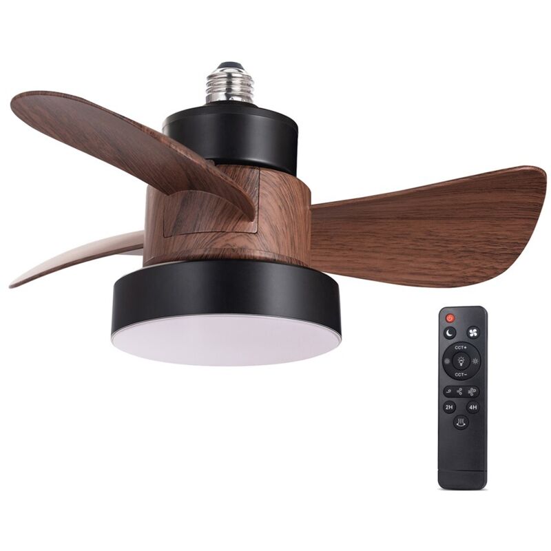 Ventilateur LED Bayad Noir+Chêne 15W 1400Lm CCT Dim
