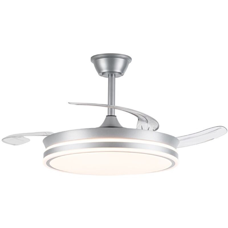 Cristalrecord - Ventilateur led à pales rétractables Evo Silver 72 w 7 920 lm cct Dim Smart