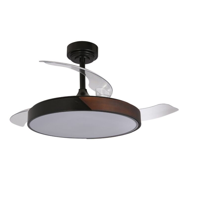 Cristalrecord - Ventilateur led à pales rétractables Taoro Noir 72W 7920Lm cct