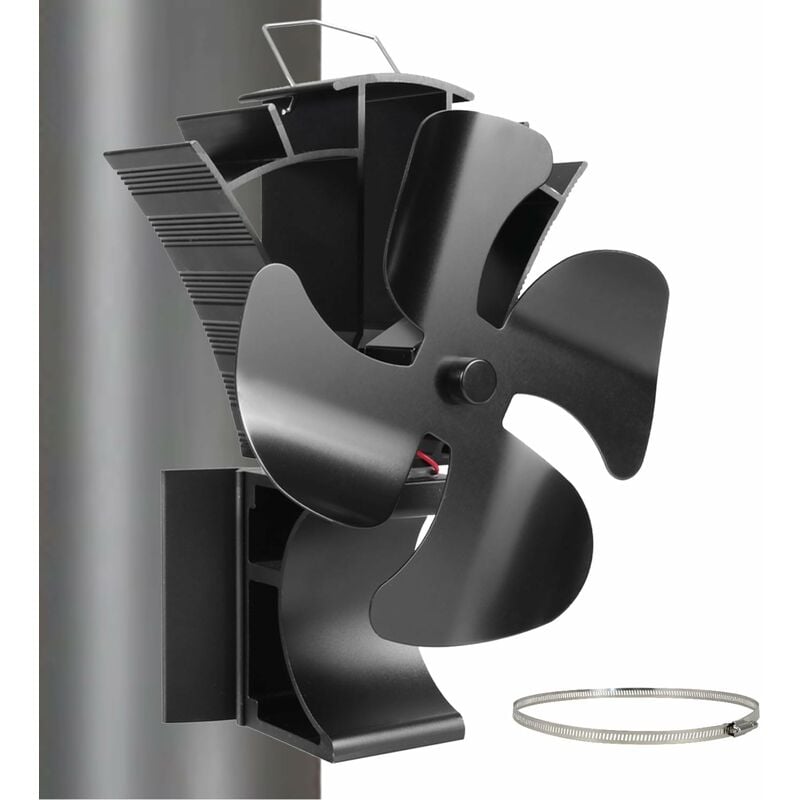 Ventilateur magnétique 3 en 1 pour poêle à bois 4 pales pour poêle à bois Ventilateur de cheminée sans électricité Ventilateur silencieux alimenté