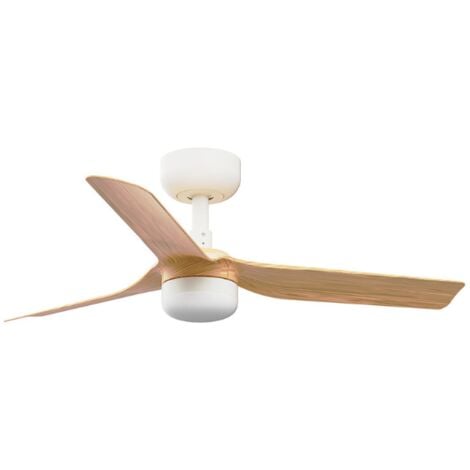 FARO BARCELONA Ventilateur MINI PUNT S avec lumière blanche/boisée