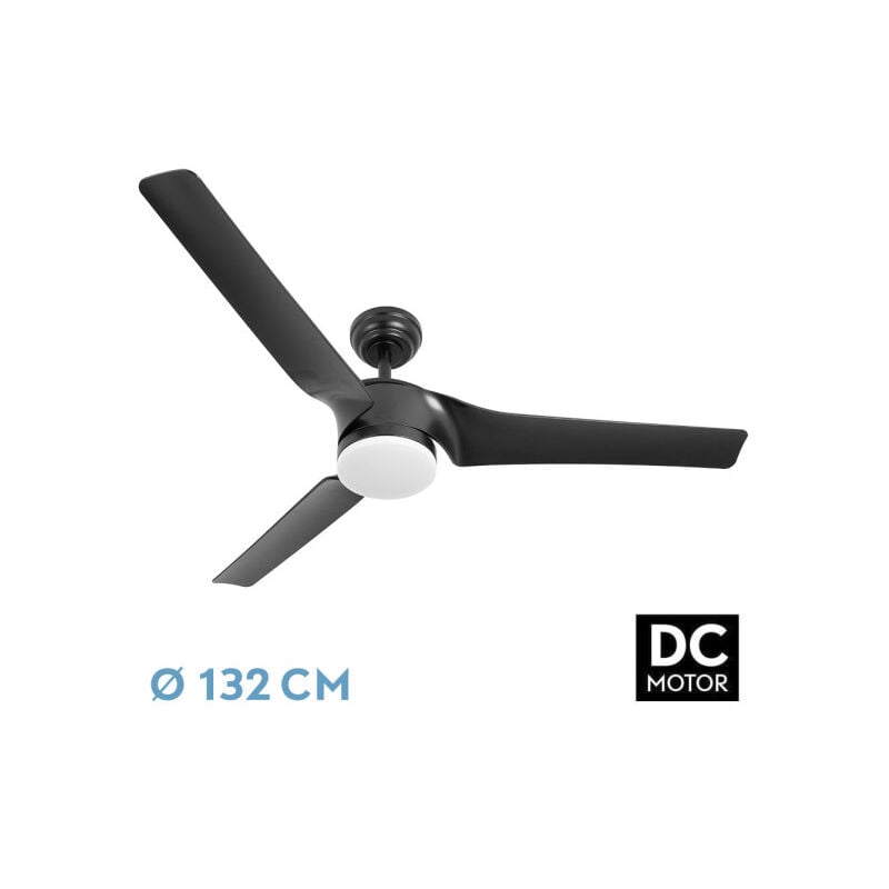 Fabrilamp - Ventilateur Dc Montijo 24w Black 3steps 6stage 132d 2424 Lm 3000-4000-6500k Remote+Controller Intensity+timer+memory