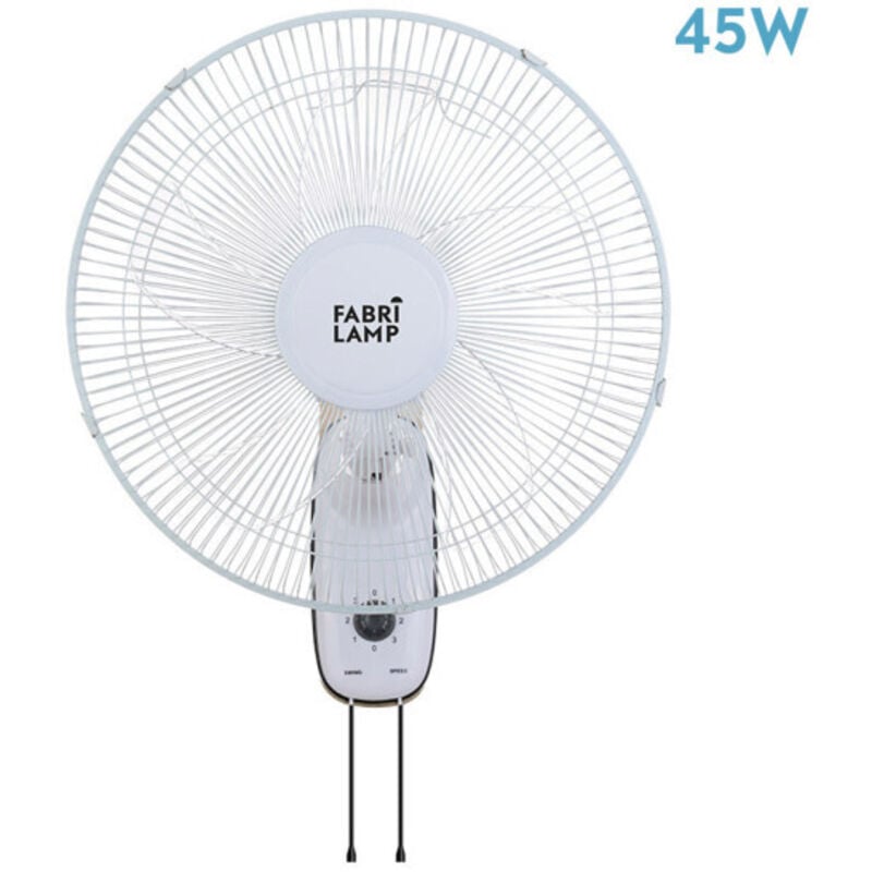 Fabrilamp - Ventilateur Mural Cudo Blanc 45W Oscillant 5 Pales