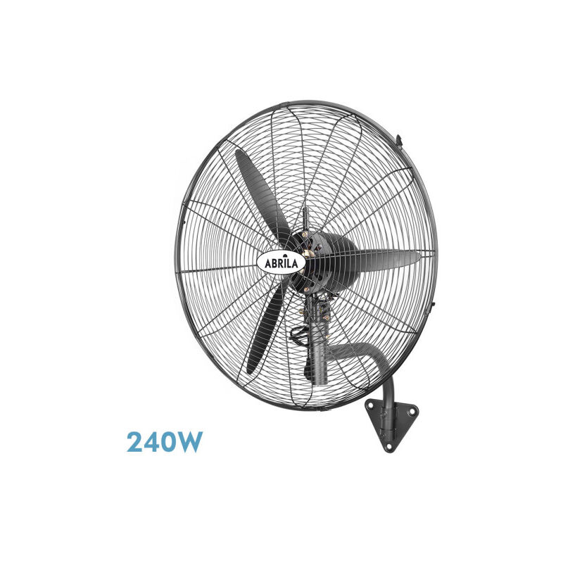 Ventilateur mural industriel borrasca noir 3 vitesses 240w 3 pales fixes et rotatives 80x71x30cm