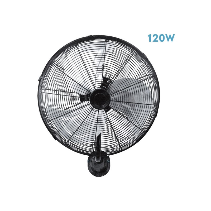 Fabrilamp - Abrila - Ventilateur mural de arrecife Noir/Beach avec 3 vitesses réglables Réglable et oscillant 120W de Puissance et 50D Idéal pour