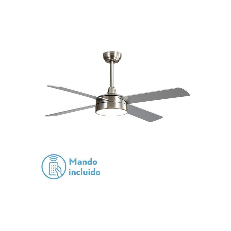 Ventilateur dc nevery 26w nickel 4 pales hêtre/argent 122d 2950lm 3000-4000-6000k remote-timer-memory 24