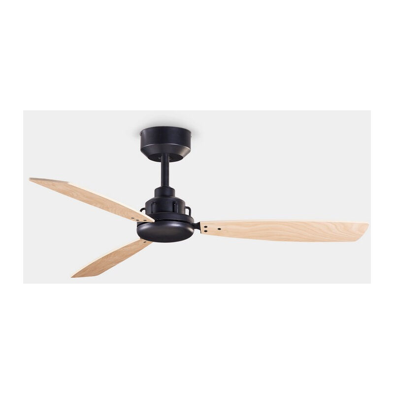 Leds-c4 - leds C4 Xaloc 1000mm Ventilateur de plafond 3 pales 100 cm Noir métallisé, bois clair