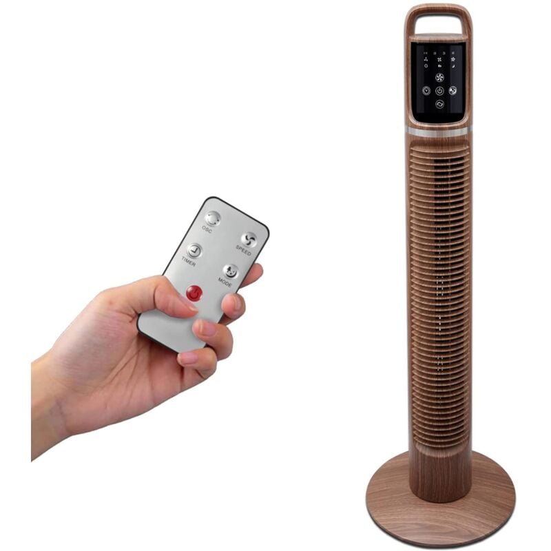 Fishtec - Ventilateur colonne oscillant 40W 3 vitesses H82cm Bois