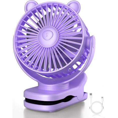 Ventilateur personnel portable rechargeable, batterie 2000 mAh, 3 vitesses de ventilation, indispensable en voyage,violet.