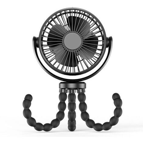 Ventilateur Personnel Portatif, Ventilateur de Bureau à Piles 5200mAh avec Trépied Flexible, Ventilateur USB à 360 ° pour Poussette,Voiture,etc