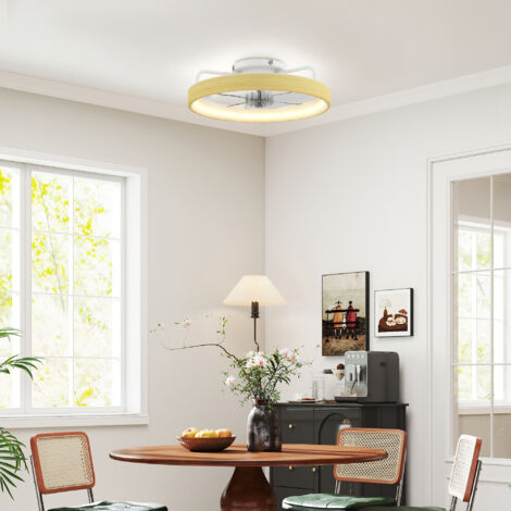 Ventilateur plafond avec lumière LED plafonnier ventilateur Ø49cm 7 pales 6 vitesses luminosité réglable mode été-hiver