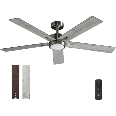 Ventilateur Plafond avec Lumiere pour Chambre:132CM Ventilateur Plafond Silencieux - 6 Vitesses Télécommande et LED Dimmable - Convient pour l'hiver et l'été - Gris 5 pagaies - 220 à 240 VV