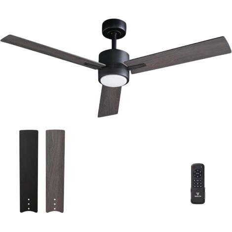 Ventilateur Plafond avec Lumiere pour Chambre:132CM Ventilateur Plafond Silencieux - 6 Vitesses Télécommande et LED Dimmable - Convient pour l'hiver et l'été - Noyer 3 pagaies - 220 à 240 VV