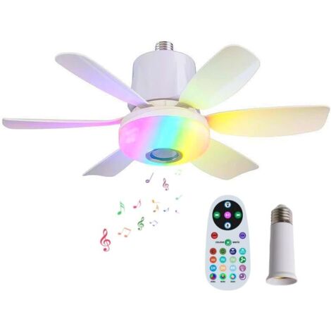 Ventilateur Plafond Avec Lumiere,LED Dimmable Changement De Couleur,RGB Ventilateurs De Plafond Avec Lampe Intégrée, Ø47CM Lustre Ventilateur, Enceinte Plafond Bluetooth,3 Vitesses (Blanc) [Classe éne