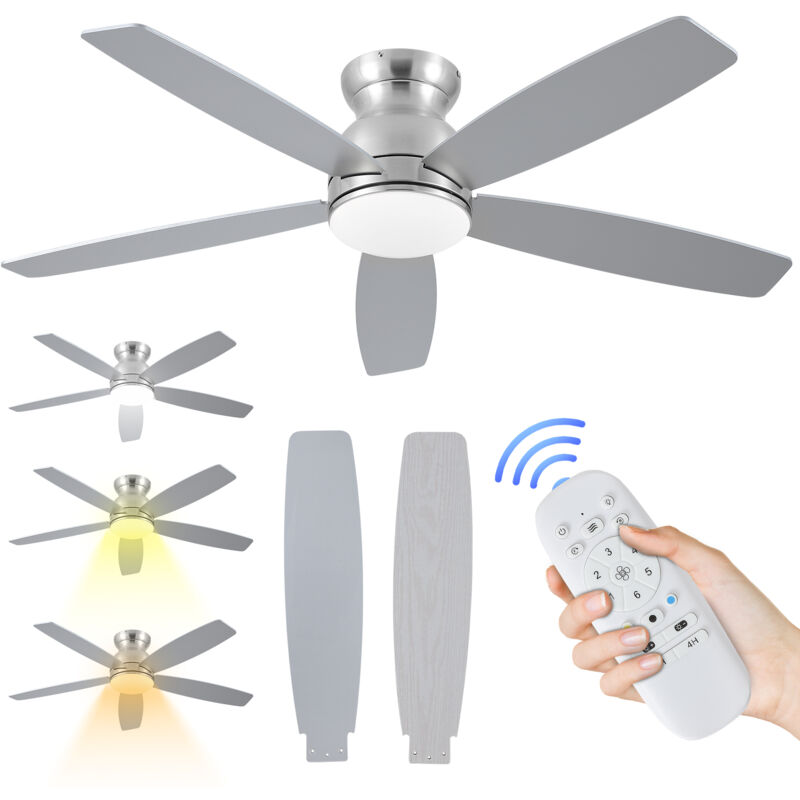 Dazhom - Ventilateur Plafond avec Lumières et Télécommande led Lampe 3 Couleurs Dimmablee et 6Vitesses de Vent Ventilateur Plafond Silencieux Φ130CM
