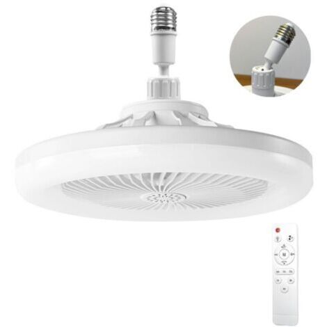 Ventilateur Plafond Avec Lumiere,ventilateur De Plafond Avec Télécommande,ventilateur Silencieux Plafond,E27 plafonnier LED À Intensité Variable,3vitesses,Temporisable (Blanc)