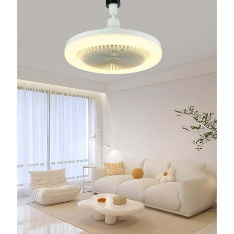 Ventilateur Plafond Avec Lumiere,ventilateur Silencieux Plafond,E27 plafonnier LED À Intensité Variable,3vitesses,Temporisable (Gris) [Classe énergétique A]