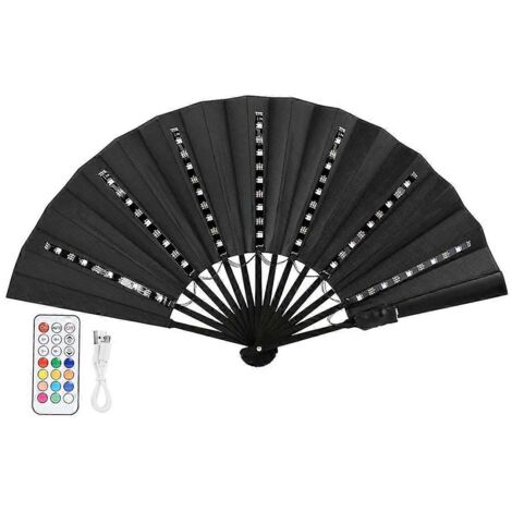 Ventilateur pliant lumineux LED avec télécommande, noir