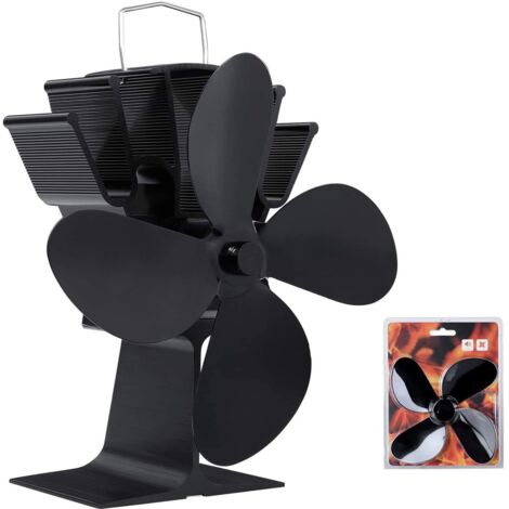 Ventilateur Poêle à 4 Pales, Alimenté par la Chaleur, Fonctionnement Silencieux, Écologique et Efficace, Pour Poêle à Bois/Cheminée