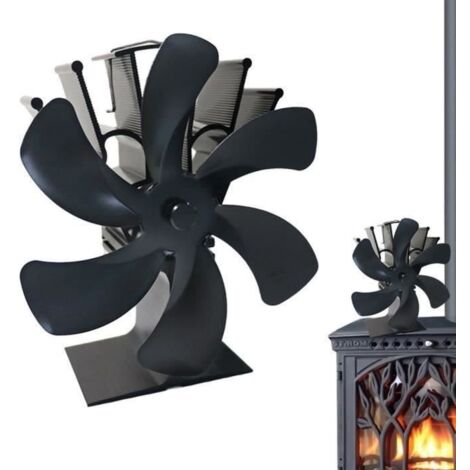 Ventilateur Poele à Bois 6 Pales Ventilateur Cheminée Alimenté à la Chaleur Ventilateur Silencieux avec Protection Contre le