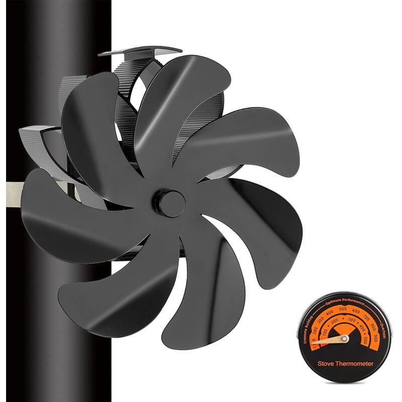 Bleosan - Ventilateur Poele à Bois 7 Pales Ventilateur Cheminée Alimenté à la Chaleur Silencieux pour Poêle à Bois Cheminée Gaz Bûche Fixé sur le