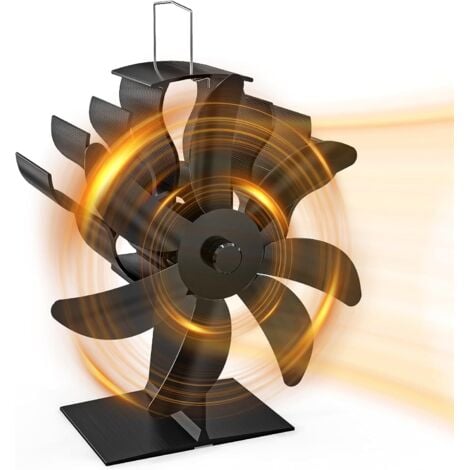 HEYTEA Ventilateur Poele à Bois, 7 Pales Silencieux Ventilateur Cheminée Alimenté Par la Chaleur pour Poêle à Bois/Cheminée/Gaz/Bûches de Poêle