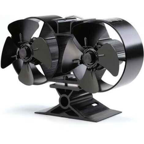 Ventilateur Poele à Bois Alimenté à la Chaleur Ventilateur de Cheminée à double extrémité 8 Blade Aluminium Ventilateur